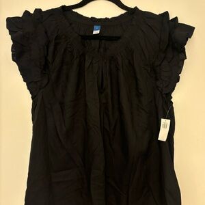Black Ruffled Sleeve Blouse